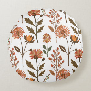 Herbstliches Blumenarrangement Round Pillow