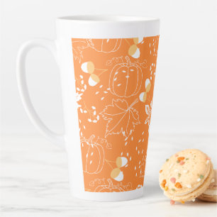 Herbstliches Kürbis- und Blattmuster Latte Mug