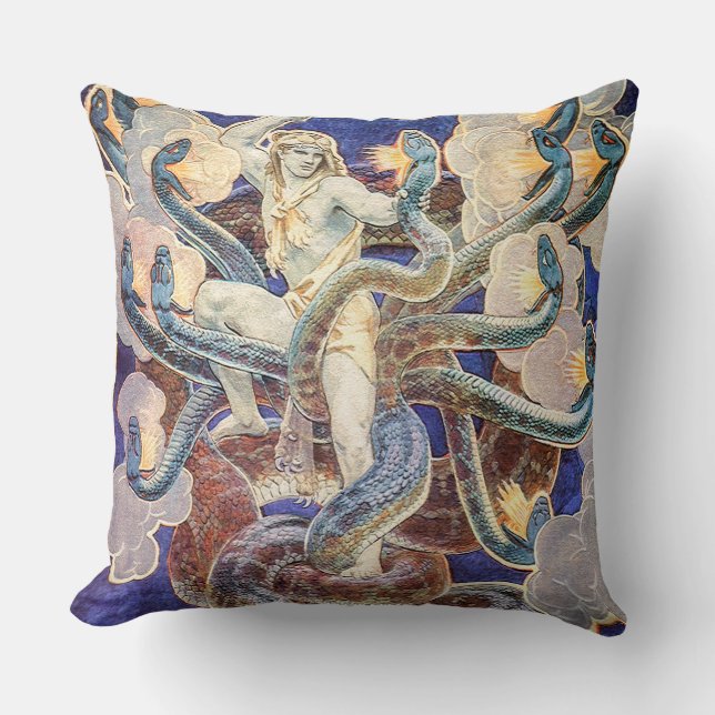 Hercules and the Hydra  Throw Pillow (Front)