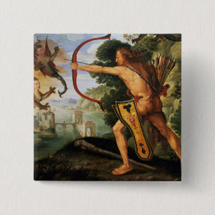 Hercules and the Stymphalian birds, 1600 2 Inch Square Button