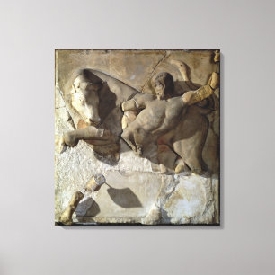 Hercules Fighting the Cretan Bull, one of a series Canvas Print