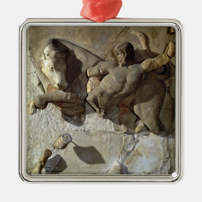 Hercules Fighting the Cretan Bull, one of a series Metal Ornament (Front)