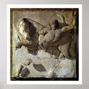 Hercules Fighting the Cretan Bull, one of a series Poster