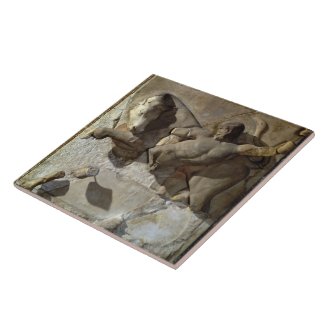 Hercules Fighting the Cretan Bull, one of a series Tile