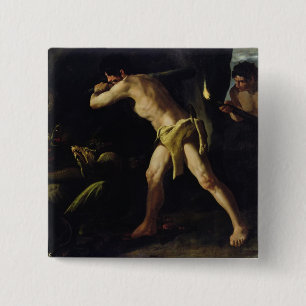 Hercules Fighting with the Lernaean Hydra 2 Inch Square Button