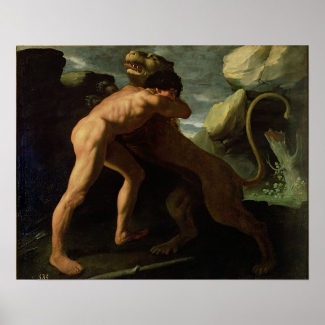 Hercules Fighting with the Nemean Lion Poster (Front)