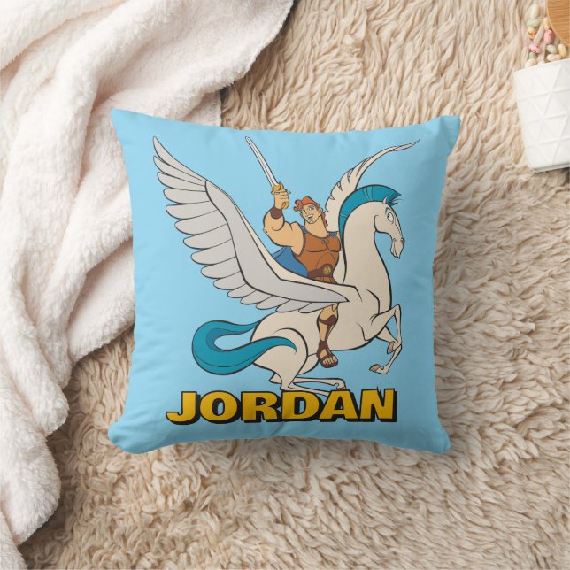 Hercules Riding Pegasus Throw Pillow (Blanket)