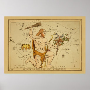 Hercules - Vintage Astronomical Star Chart Image