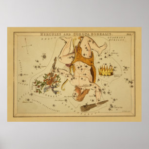 Hercules - Vintage Astronomical Star Chart Image