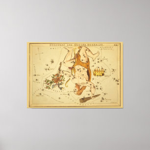 Hercules - Vintage Astronomical Star Chart Image Canvas Print