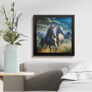 Herd: Galloping Horses in Field Poster