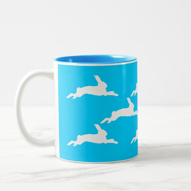 Herd of Bunnies Two-Tone Coffee Mug (Left)