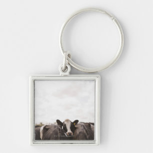 Herd of cattle and overcast sky 2 keychain
