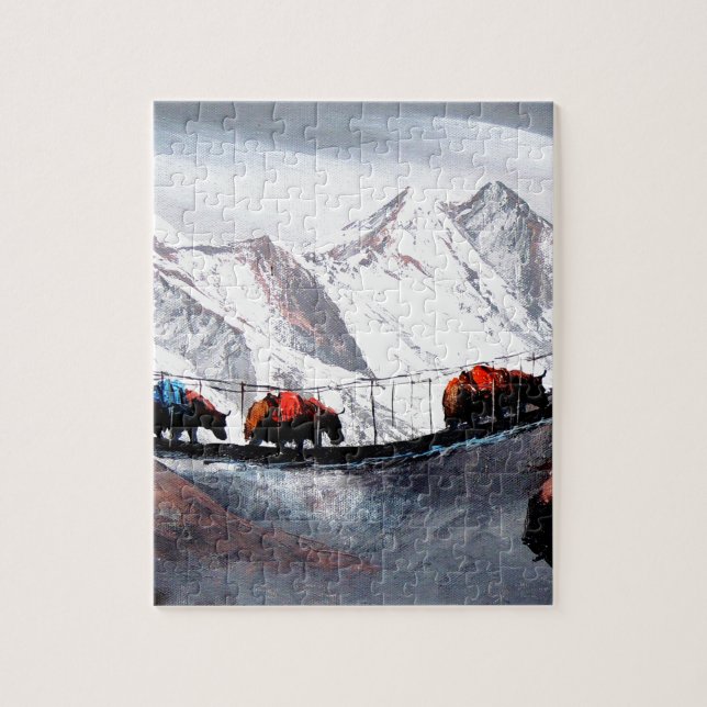 Herd Of Mountain Yaks Himalaya Jigsaw Puzzle (Vertical)