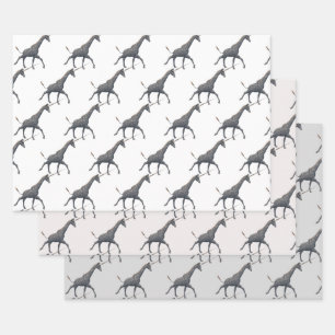 Herd Of Silver Girafficorns Tiled Pattern Wrapping Paper Sheet