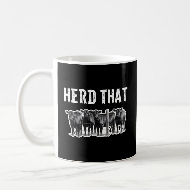 Herd T Black Angus Cow Coffee Mug (Left)
