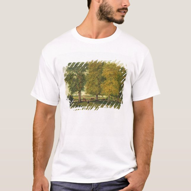 Herder with Cattle beneath Autumnal Trees T-Shirt (Front)