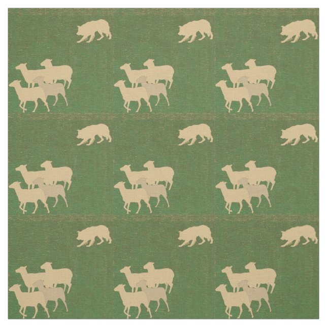 Herding - Border Collie and Sheep Shadow Fabric (Swatch)