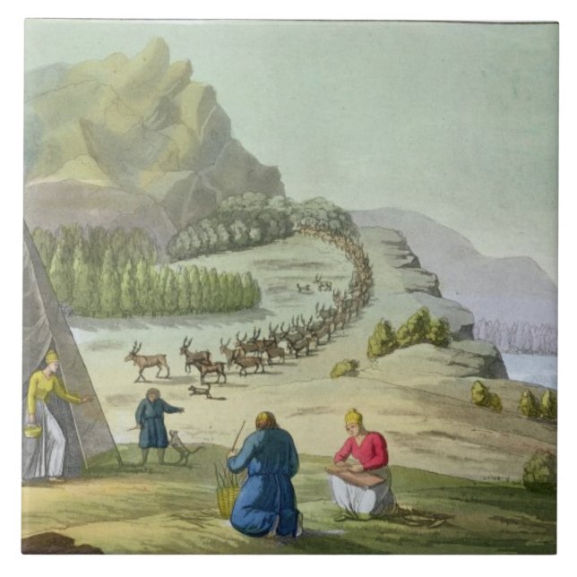 Herding Reindeer, Lapland, plate 47 from 'Le Costu Tile (Front)