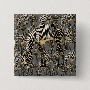 Herds of Zebras 2 Inch Square Button