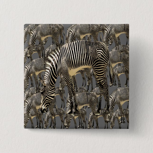 Herds of Zebras 2 Inch Square Button (Front)