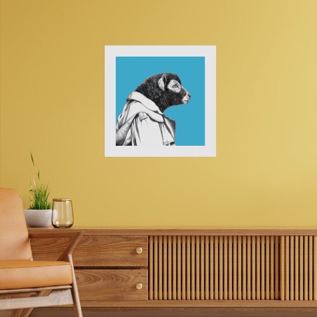 Herdwick Lamb in Trench Coat (Old-School Blue) Poster (Living Room 2)