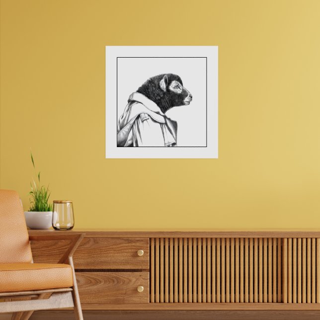 Herdwick Lamb in Trench Coat (Snow) Poster (Living Room 2)