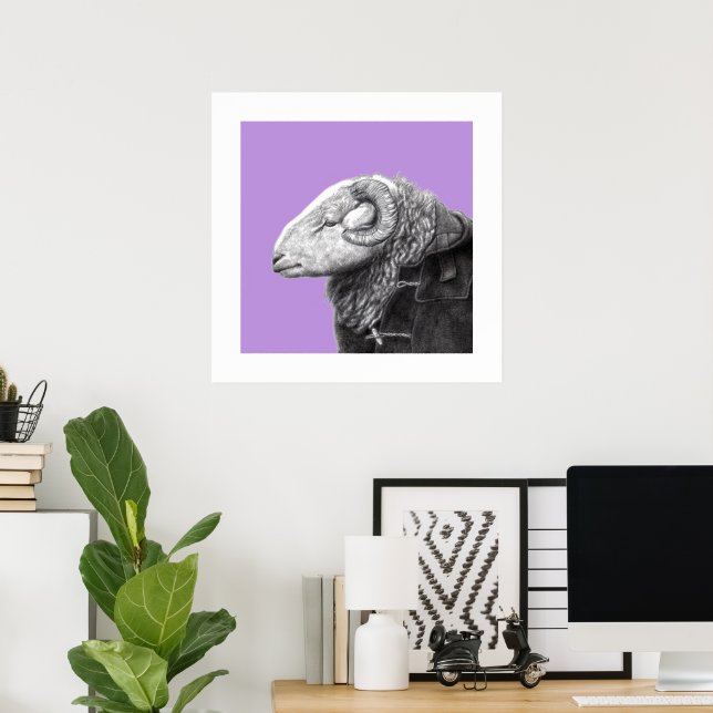 Herdwick Ram in Duffel Coat (Sumire) Poster (Home Office)