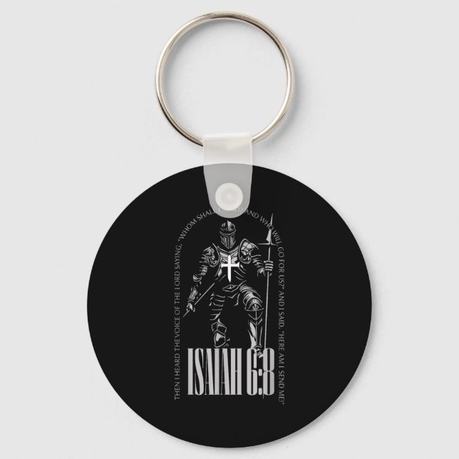 Here am send isaiah 6 8 crusader knights templar keychain (Front)