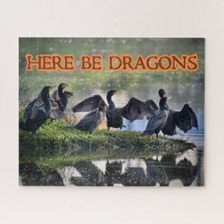 Here Be Dragons Cormorants Side Facing Jigsaw Puzzle