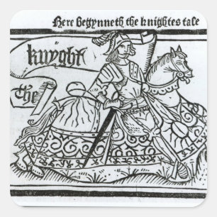 'Here Begynneth the Knightes Tale' Square Sticker