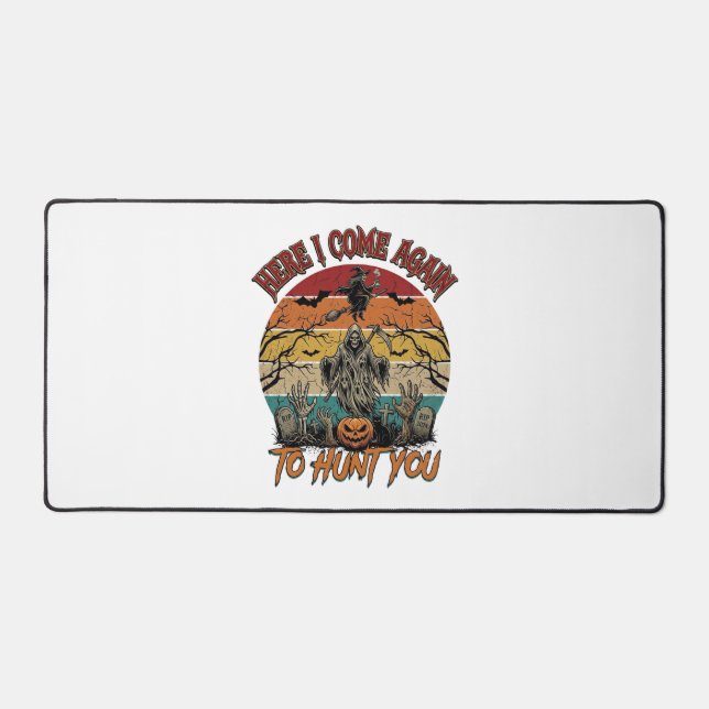 Here Come Again Grim Reaper Halloween Pumpkin_1 Desk Mat (Front)