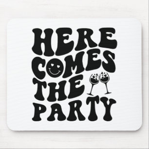 Here Come The Bride Party Retro Groovy Bachelorett Mouse Pad
