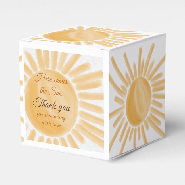 Here Come the Son Sunshine Baby Shower Favor Box (Front Side)