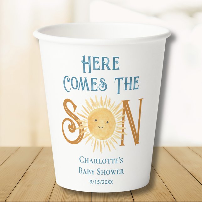 Here Come The Son Sunshine Baby Shower  Paper Cups (Creator Uploaded)