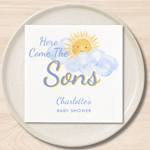 Here Come The Sons Twin Boys' Baby Shower Napkin