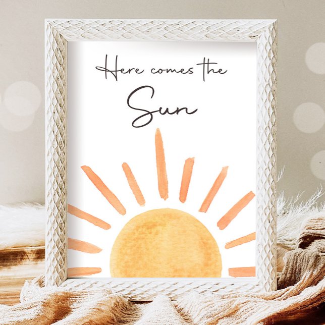Here Come the Sun Boho Little Sunshine Party Poster (Creator Uploaded)