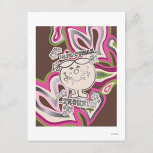Here Come Trouble   Neon Background Postcard