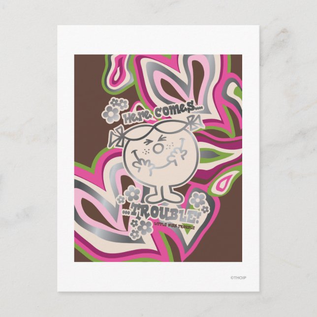 Here Come Trouble | Neon Background Postcard (Front)