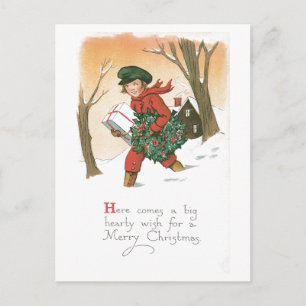 Here Comes a Hearty Wish Postcard
