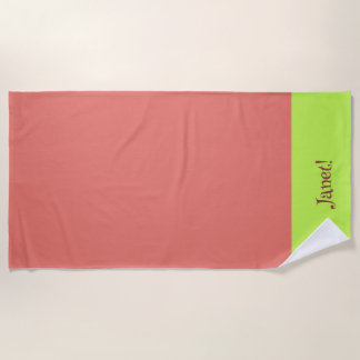 Here Comes a Red and Bright Green Beach Towel