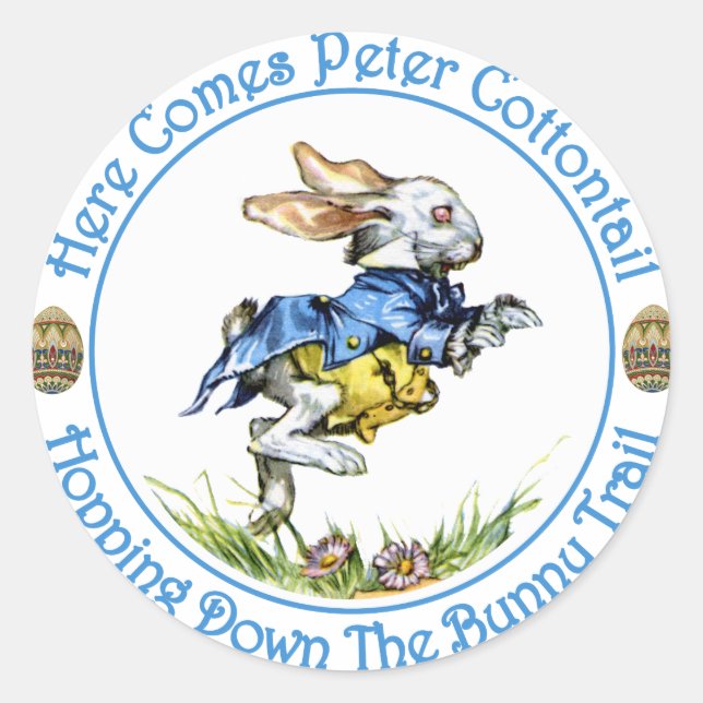 Here Comes Peter Cottontail Classic Round Sticker (Front)