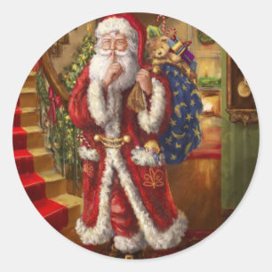 Here Comes Santa Classic Round Sticker