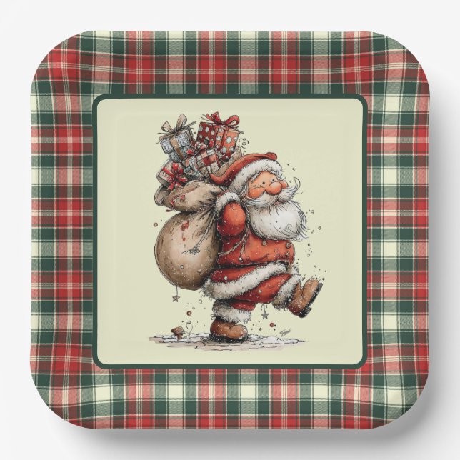 Here Comes Santa Claus  Paper Plate (Front)