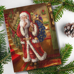 Here Comes Santa Holiday Postcard