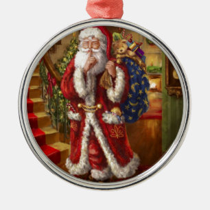 Here Comes Santa Metal Ornament