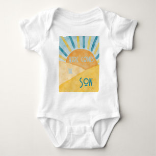 Here Comes Son Sunshine Blue Ray Boy Baby Shower Bodysuit