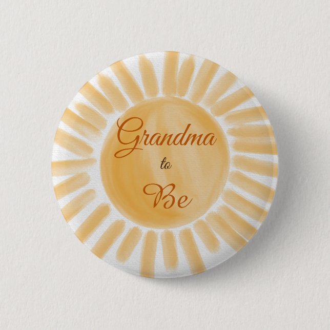 Here Comes Son Yellow Sunshine Baby Shower Grandma 2 Inch Round Button (Front)