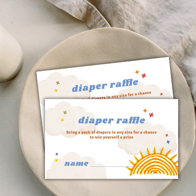 Here Comes Sunshine Diaper Raffle Baby Shower  Enclosure Card (Here Comes Sunshine Diaper Raffle Baby Shower Enclosure Card)