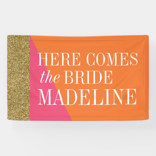 Here Comes the Bride Banner, Bridal Shower Banner (Horizontal)